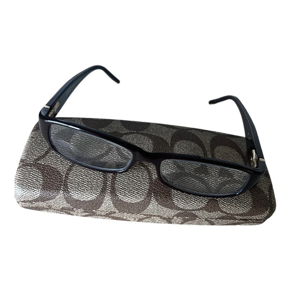 Coach Bernice 844 Ce 130 Brown Rectangle Frame Logo Camouflage Temple EyeGlasses